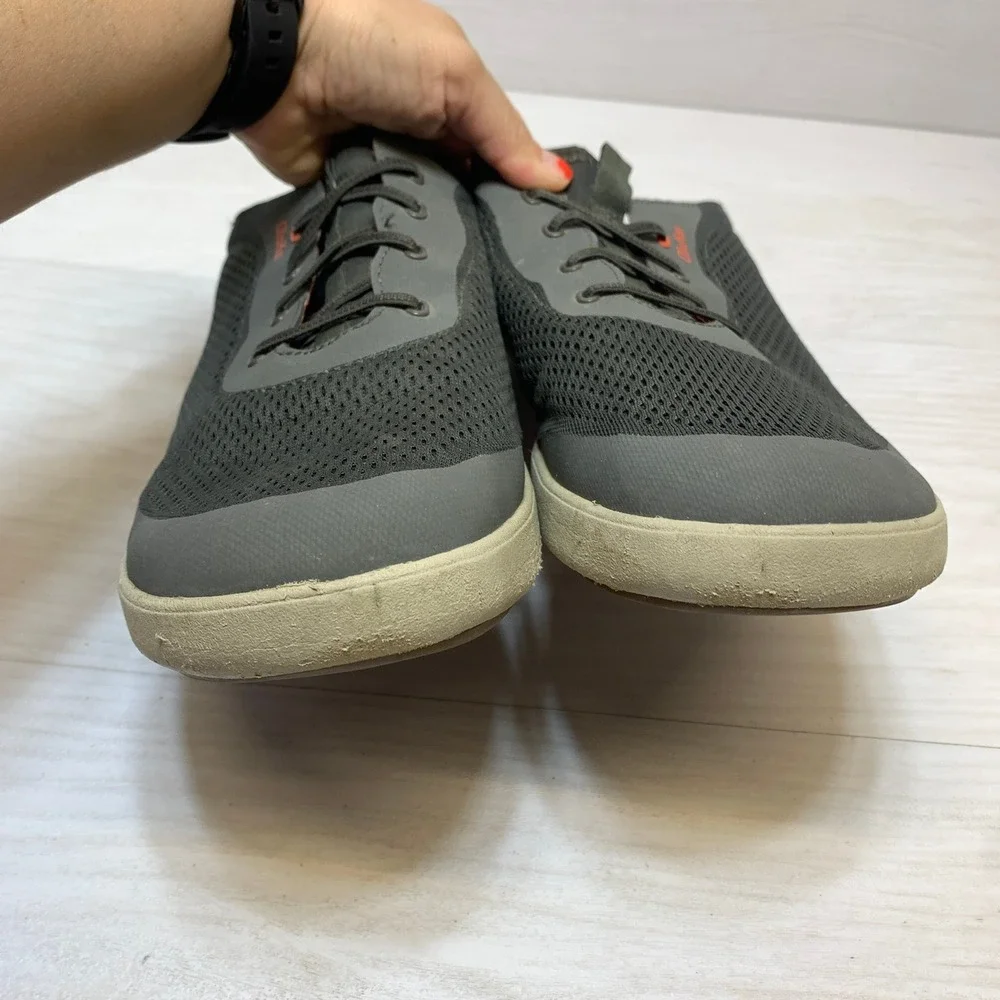 OluKai Mens 13 Moku Pae Boat Shoes Sneakers Grey Orange Drop-In Heel 10472-4EKZ